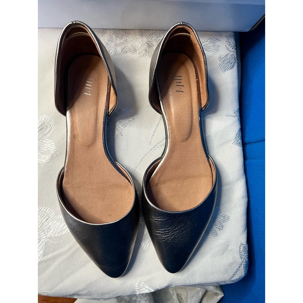 J.Jill Metallic Silver D’Orsay Leather Flats 9